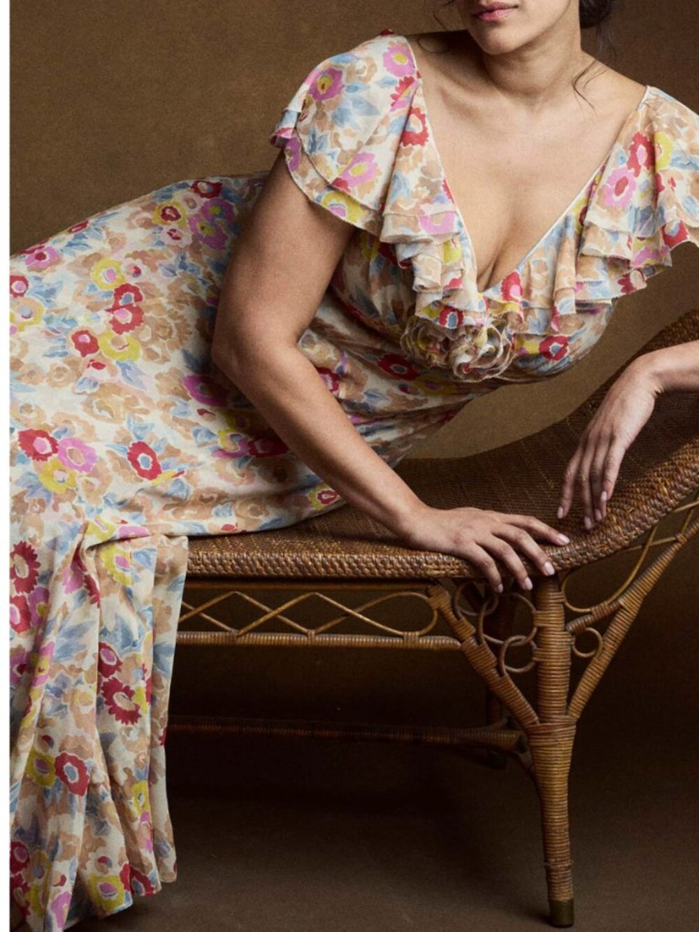 Dôen Amérelle Maxi Dress - Jardin De Camelias Floral Silk Flowy Vacation